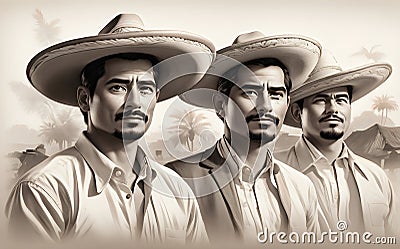 Revolucion Mexicana, Revolucion of Mexico, happy mexicans background, banner with copy space text, Stock Photo