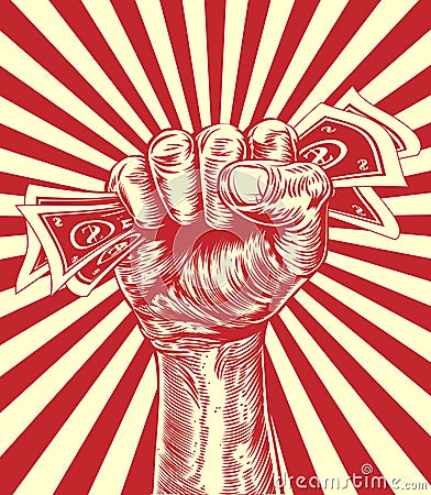Revolution fist holding money concept Vector Illustration