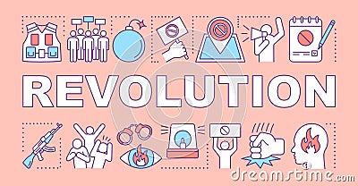 Revolution word concepts banner. Political uprising, rebellion presentation, website. Isolated lettering typography idea Vector Illustration