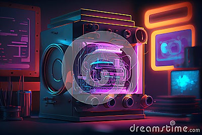 A revolutionary computer device that uses quantum mechanics principles to perform complex calculations at incredible Cartoon Illustration