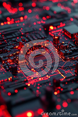 Revolutionary future tech interface incorporating advanced LED elements that pulse with incredible complexity Stock Photo