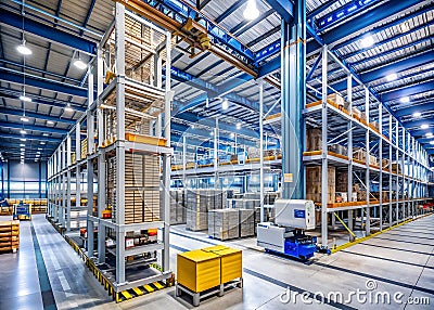 Streamlining Warehousing Operations with Automated Systems for Enhanced Efficiency and Reduced Costs Generative AI Stock Photo