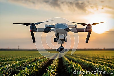 Revolutionizing Agriculture: Drone Technology Captures Stunning Farm Scenery. Stock Photo