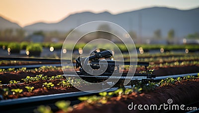 Revolutionizing agriculture robotic machines automating harvest assembly on modern farms Stock Photo