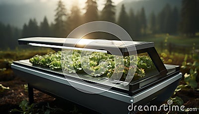 Revolutionizing agriculture robotic machines automating harvest assembly on modern farms Stock Photo