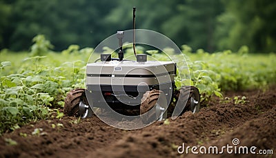 Revolutionizing agriculture robotic machines automating harvest assembly on modern farms Stock Photo