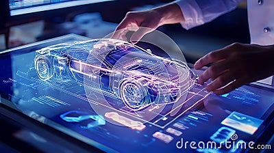 Revolutionizing automotive design harnessing ai-driven prototyping to create next-generation vehicles with enhanced precision and Cartoon Illustration