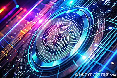 Revolutionizing Business Security Fingerprint Scanning AI and Big Data Power Enhanced Access Control in Smart Stock Photo