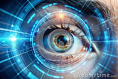 Revolutionizing Cybersecurity with Advanced Iris Scan Technology A Secure Digital Eye Verification System for Enhanced Stock Photo