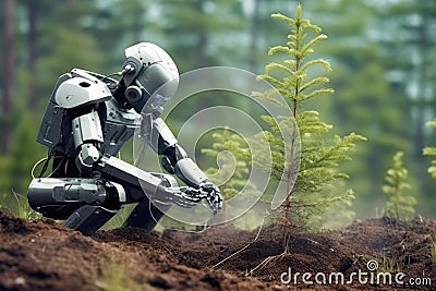 Revolutionizing the industry: the robotic farmer using artificial intelligence Stock Photo