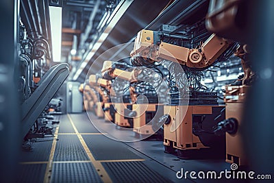 Revolutionizing Manufacturing: The Rise of Automated Assembly Line Robots, ai generative Stock Photo