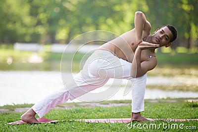 Revolved Side Angle Pose Stock Photo