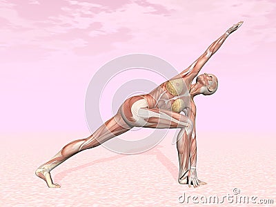 Revolved side angle yoga pose for woman Stock Photo