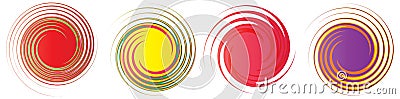 Revolved whirlpool, whirlwind design element. Radial shape with rotation, gyre effect. Curvy burst lines Vector Illustration