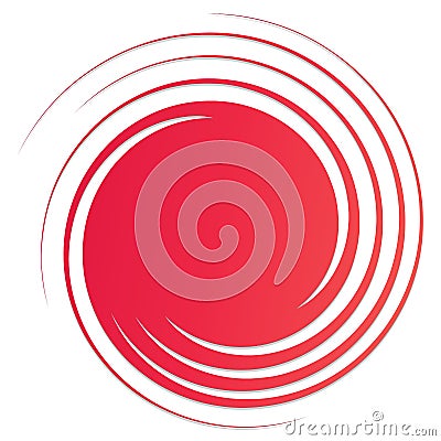 Revolved whirlpool, whirlwind design element. Radial shape with rotation, gyre effect. Curvy burst lines Vector Illustration
