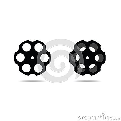 Revolver cylinder icon in black Vector Illustration