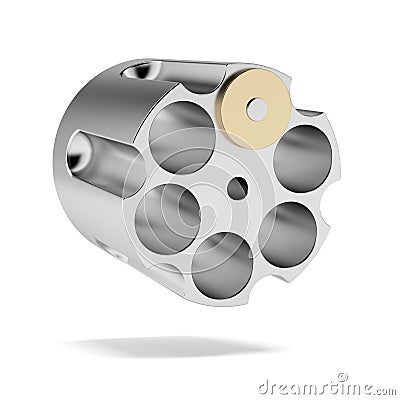 Revolver cylinder with one bullet Stock Photo