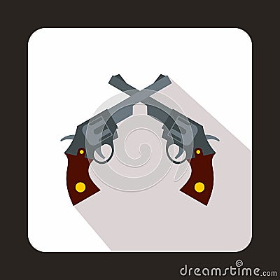 Revolvers icon, flat style Stock Photo