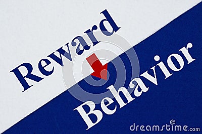 Reward Behavior system type message with arrow Stock Photo