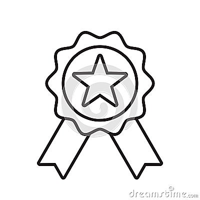 Reward grade vector icon. Star ribbon award badge, winner medal, best Vector Illustration