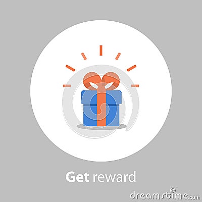 Reward and incentive concept, loyalty program, redeem gift, flat icon Vector Illustration