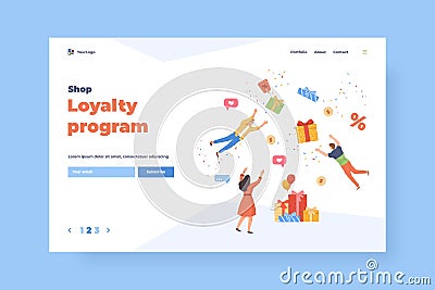 Reward loyalty product. Incentive advertising for customer present, online reward or gift, digital promotion program Vector Illustration