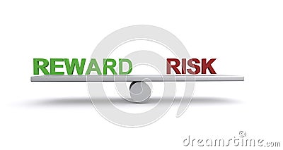 Reward risk balance on white Stock Photo