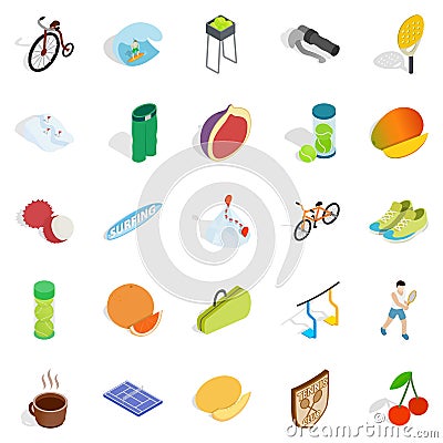 Reward for winning icons set, isometric style Vector Illustration