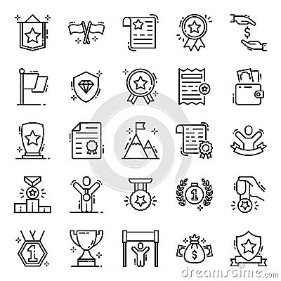 Rewards, Medals and Certificates in Modern line Style Vector Illustration