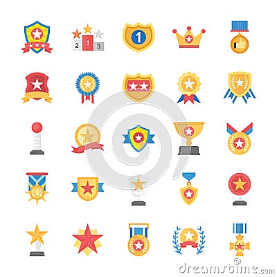 Rewards and Medals Flat Icons Set Stock Photo