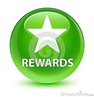 Rewards (star icon) glassy green round button Cartoon Illustration