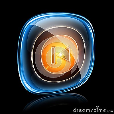 Rewind Back icon neon. Stock Photo