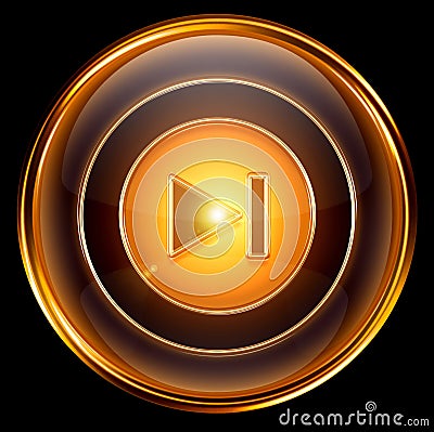Rewind Forward icon gold, isolated on black Stock Photo