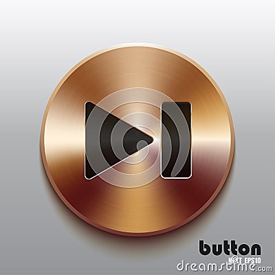 Rewind next bronze button with black symbol Vector Illustration
