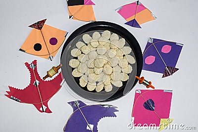 Rewri Gajak sweet dish served and eaten during Indian Kite Festival of Makarsankranti , Uttarayan, Pongal, Lohri festival. Stock Photo