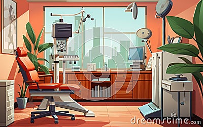 Rewrite this title :ophthalmologist office interior realistic vector Generative AI Stock Photo