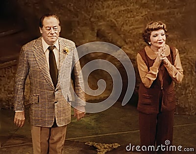 Rex Harrison and Claudette Colbert in Washington, DC in 1977 Editorial Stock Photo