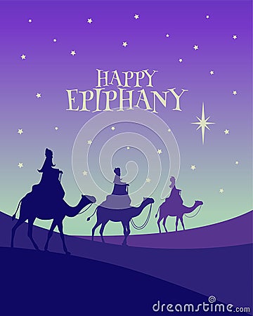 Three Wise Men. Epiphany. Kings Day. Vector Illustration