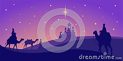 Three Wise Men. Epiphany. Kings Day. Vector Illustration