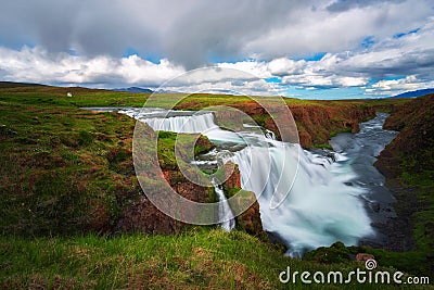 Reykjafoss waterfall located near Varmahlid in Iceland Stock Photo