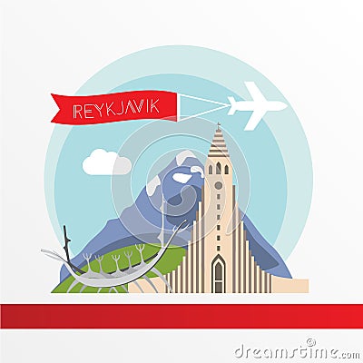 Reykjavik detailed silhouette. Vector Illustration