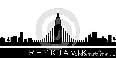 Reykjavik detailed skyline. Vector postcard illustration Cartoon Illustration
