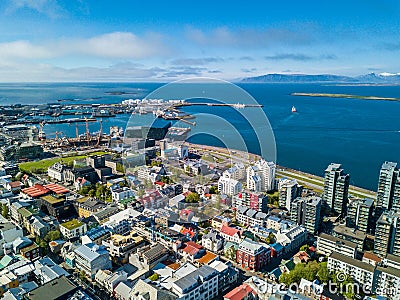 Reykjavik Iceland city capital view from the top. Stock Photo