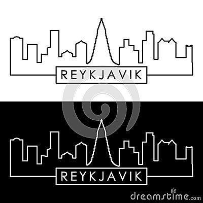 Reykjavik skyline. Linear style. Vector Illustration