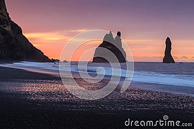 Reynisfjara Beach at sunrise Stock Photo