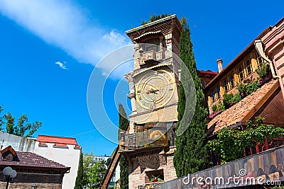 Rezo Gabriadze falling tower at Marionette Theatre square in Tbilisi, Georgia Stock Photo