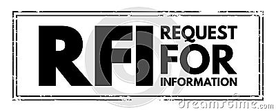 RFI Request For Information - common business process whose purpose is to collect written information about the capabilities of Stock Photo