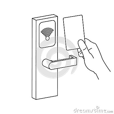 RFID Hotel Door Lock Illustration Cartoon Illustration