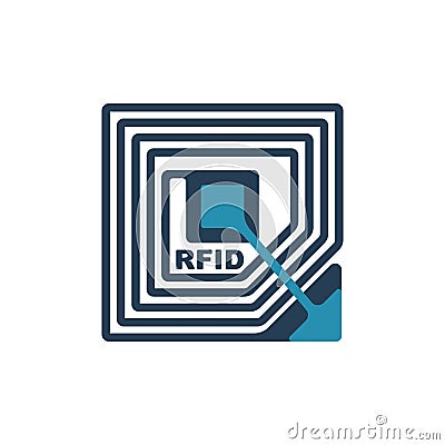 RFID tag icon. Modern technology product protection. Vector Illustration