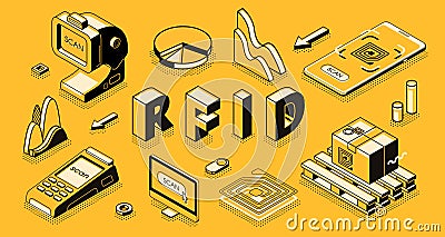 RFID technology isometric vector business concept Vector Illustration